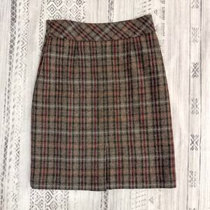 Women’s Skirt Wool Blend Plaid Brown Size 4 L.L. Bean Academia Classiccore